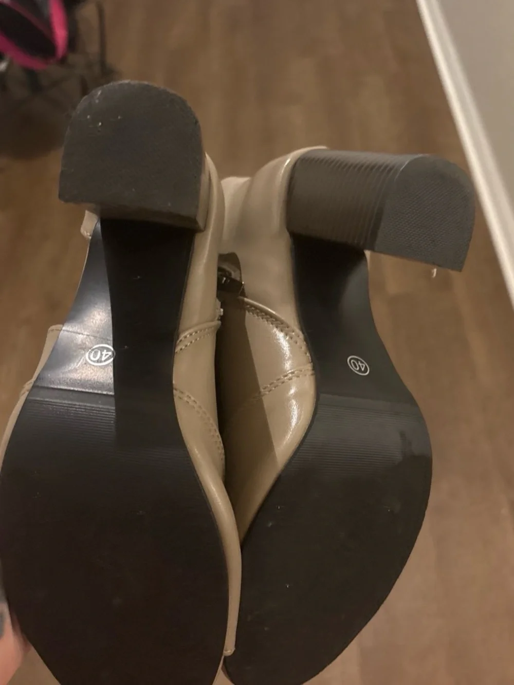 Taupe Peep-Toe Block Heel Ankle Boots - Women